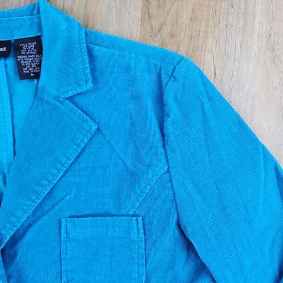 ☔️🔹️D.F.A. New York Turquoise Buttoned Corduroy Blazer Medium - Picture 6 of 10